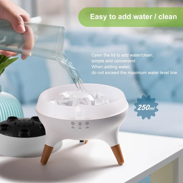 Alt view image 5 of 7 - Jellyfish Diffuser 250ML, Volcano Diffuser Aroma Diffusers Air Humidifiers 7Color LED, 5 Rings Dynamic Sound Pickup Ultrasonic Aromatherapy Fragrant for Bedroom Office (White)