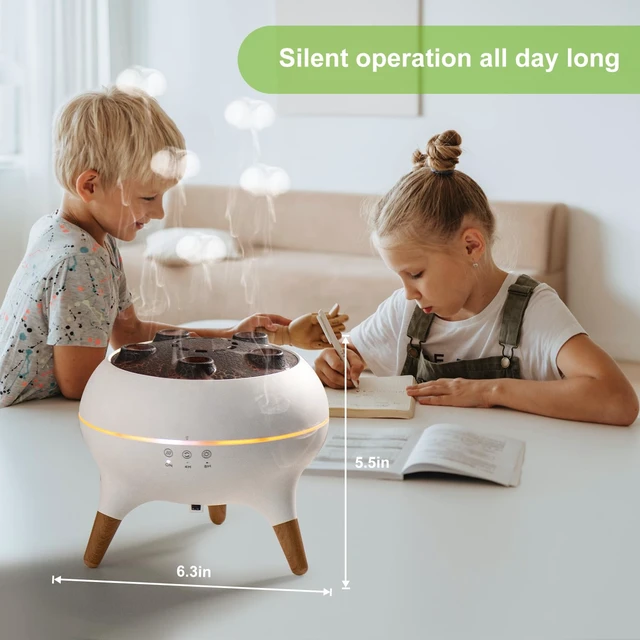 Alt view image 7 of 7 - Jellyfish Diffuser 250ML, Volcano Diffuser Aroma Diffusers Air Humidifiers 7Color LED, 5 Rings Dynamic Sound Pickup Ultrasonic Aromatherapy Fragrant for Bedroom Office (White)
