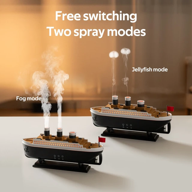 Alt view image 2 of 7 - Titanic Humidifier 250ml, Essential Oil Diffuser Cool Mist Ultrasonic Aroma Aromatherapy Diffuser with Remote Control 7 Light 2 Mist Mode Auto Shut-Off for Bedroom Office Hotel(Black White)
