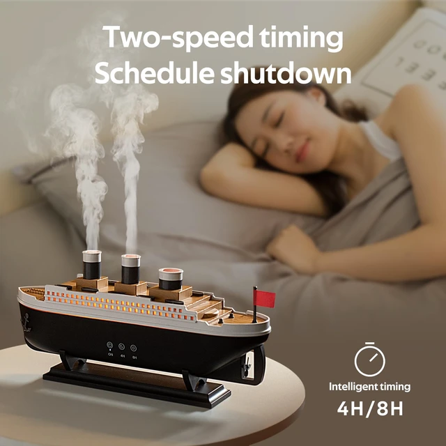 Alt view image 4 of 7 - Titanic Humidifier 250ml, Essential Oil Diffuser Cool Mist Ultrasonic Aroma Aromatherapy Diffuser with Remote Control 7 Light 2 Mist Mode Auto Shut-Off for Bedroom Office Hotel(Black White)