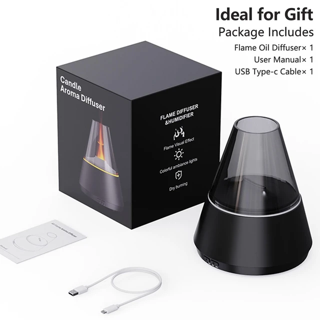 Alt view image 7 of 7 - Flame Essential Oil Diffuser, Upgrade 7 Colour Lights Aromatherapy Diffuser, Oil Diffuser, Air Humidifier, Aroma Diffusers for Home, Bedroom, Office, Yoga, Timer & Waterless Auto Off (White)