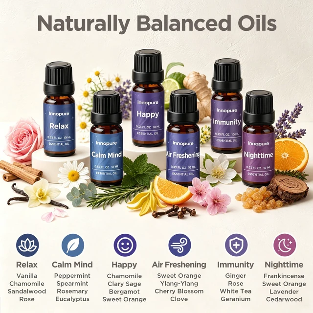 Alt view image 3 of 7 - 150ml Ceramic Diffuser for Home & 6 Essential Oils Scent Gift Set | Ceramic Stone Cover, Cool Mist Humidifier, Aromatherapy, Up to 10hrs, Large Room, 7 Colors Light, Ultrasonic, Quiet, Auto Off