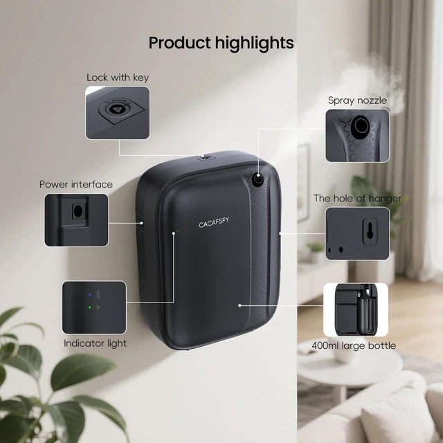 Alt view image 5 of 7 - Waterless Essential Oil Diffuser,(2 * 50ml Fragrances Included) 3000 Sq.Ft Coverage 400ml Capacity Hotel Scent Diffuser,Cold Air Tech, App & Button Control,Scent Diffusers for Home Large Room (Black)