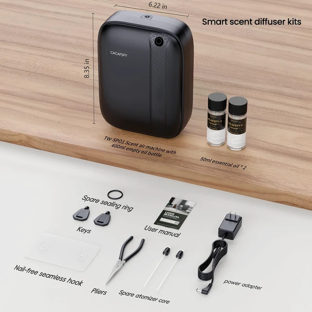 Alt view image 6 of 7 - Waterless Essential Oil Diffuser,(2 * 50ml Fragrances Included) 3000 Sq.Ft Coverage 400ml Capacity Hotel Scent Diffuser,Cold Air Tech, App & Button Control,Scent Diffusers for Home Large Room (Black)