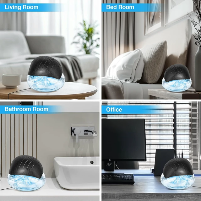 Alt view image 3 of 4 - Water Air Purifier for Home with Essential Oil Diffuser & Humidifier, Rainbow Air Washer with LED Mood Light- Includes 6x10ml Essential Oils, Air for Smoke and Pets, Black