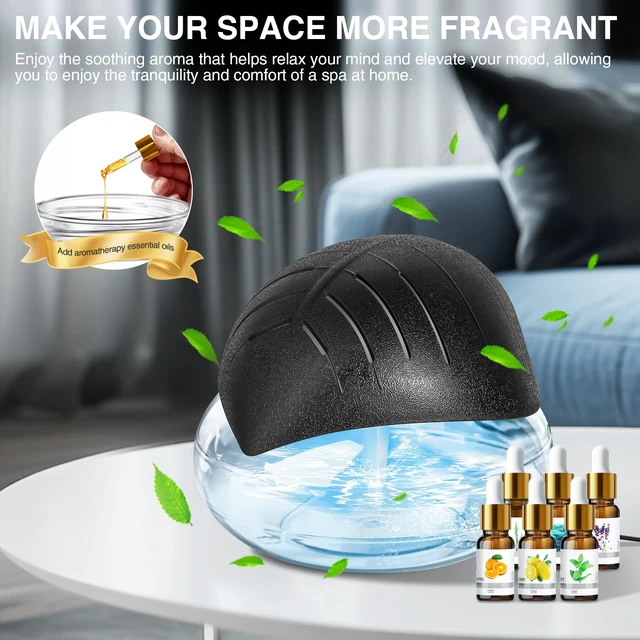 Alt view image 4 of 4 - Water Air Purifier for Home with Essential Oil Diffuser & Humidifier, Rainbow Air Washer with LED Mood Light- Includes 6x10ml Essential Oils, Air for Smoke and Pets, Black