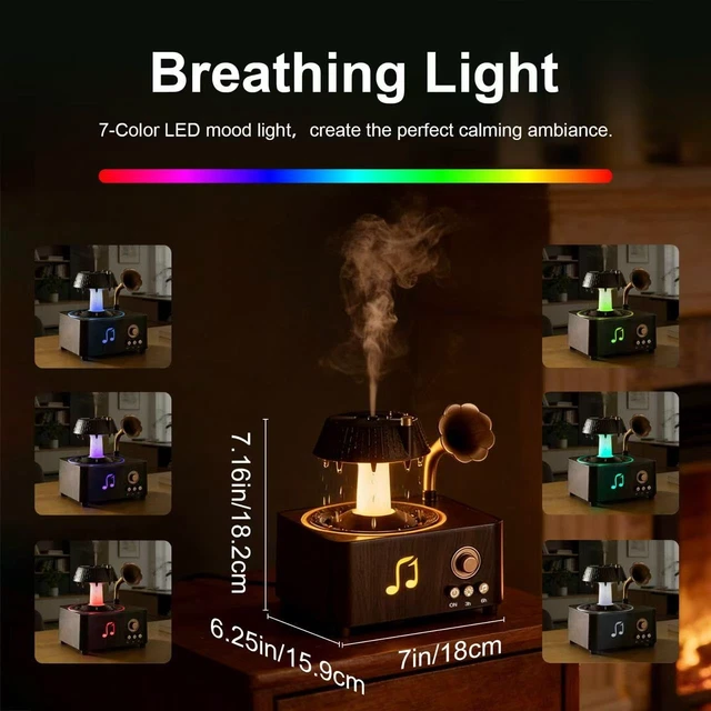 Alt view image 3 of 7 - Raindrop Aroma Diffuser Room Humidifier with White Noise, 7-Color Air Mist Essential Oil Diffuser Sleep Sounds Aroma Rain Drop, with Remote Control (Brown)