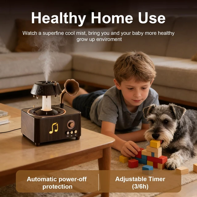 Alt view image 6 of 7 - Raindrop Aroma Diffuser Room Humidifier with White Noise, 7-Color Air Mist Essential Oil Diffuser Sleep Sounds Aroma Rain Drop, with Remote Control (Brown)