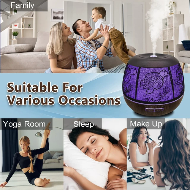 Alt view image 6 of 6 - Turtle Essential Oil for Home Large Room, 500ML Metal Aromatherapy | Hollow-Out w/ 7 Color LED, Timer, Cool Mist Humidifiers for Living Room & Bedroom, Cute Quiet Decor Gift for Kids & Classroom