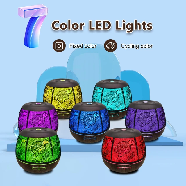 Alt view image 5 of 6 - Turtle Essential Oil for Home Large Room, 500ML Metal Aromatherapy | Hollow-Out w/ 7 Color LED, Timer, Cool Mist Humidifiers for Living Room & Bedroom, Cute Quiet Decor Gift for Kids & Classroom