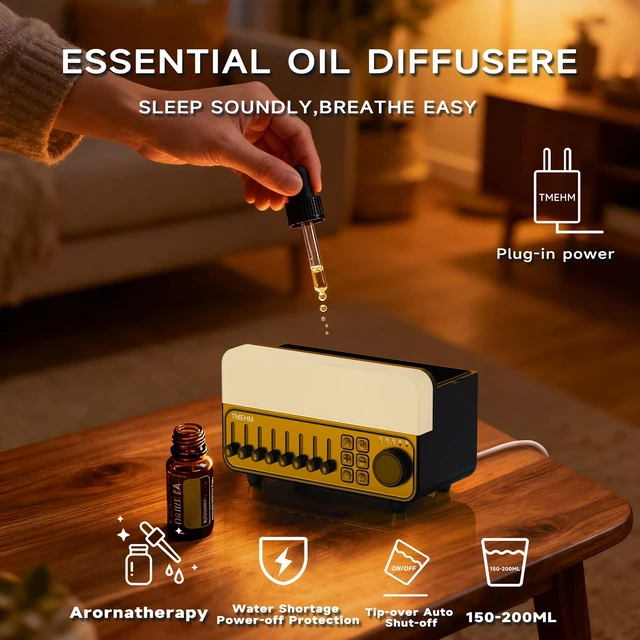 Alt view image 2 of 7 - 4-in-1 White Noise Machine with Flame Aroma Diffuser | Bluetooth Speaker, 12-Color Night Light, 8 Mixable Nature Sounds and Sleep Timer for Babies, Kids and Adults