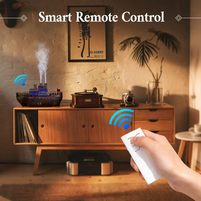Alt view image 5 of 7 - Essential Oil Diffuser 250ml, Ultrasonic Titanic Humidifier with 7 Color LED Lights, Quiet Operation, Auto Shut-Off, Remote Control, Perfect for Home, Office, and Bedroom (Copper)