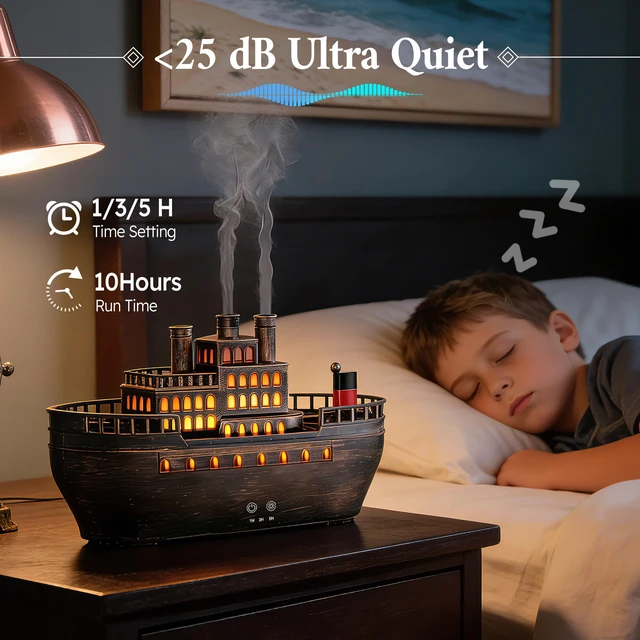 Alt view image 3 of 7 - Essential Oil Diffuser 250ml, Ultrasonic Titanic Humidifier with 7 Color LED Lights, Quiet Operation, Auto Shut-Off, Remote Control, Perfect for Home, Office, and Bedroom (Copper)