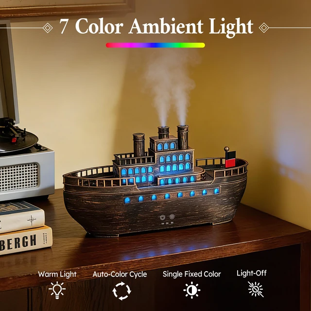 Alt view image 2 of 7 - Essential Oil Diffuser 250ml, Ultrasonic Titanic Humidifier with 7 Color LED Lights, Quiet Operation, Auto Shut-Off, Remote Control, Perfect for Home, Office, and Bedroom (Copper)