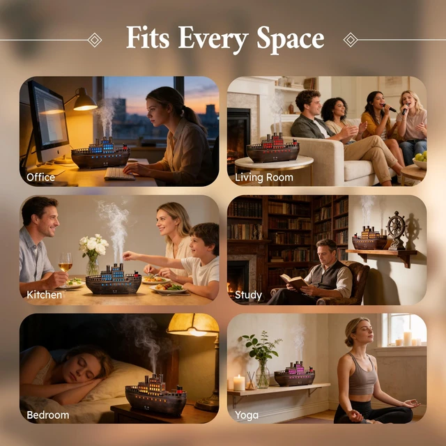 Alt view image 6 of 7 - Essential Oil Diffuser 250ml, Ultrasonic Titanic Humidifier with 7 Color LED Lights, Quiet Operation, Auto Shut-Off, Remote Control, Perfect for Home, Office, and Bedroom (Copper)