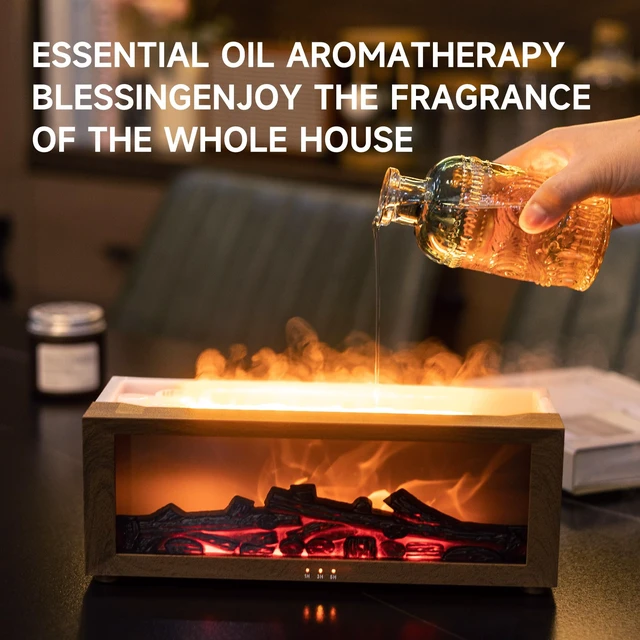 Alt view image 4 of 7 - Fireplace Flame Essential Oil Diffuser Humidifier, Aromatherapy | Ultrasonic Mist with 7 Colors and Timer for Home, Bedroom, Office, and Yoga
