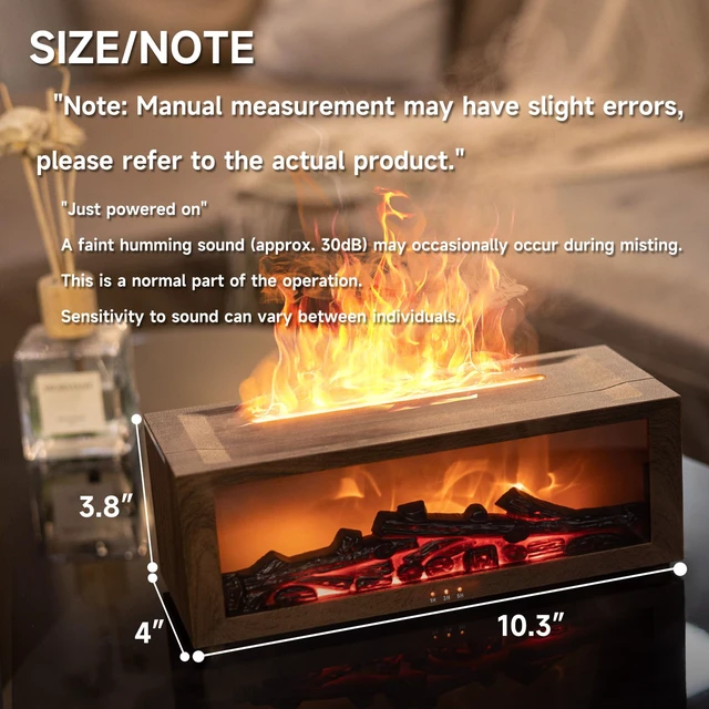 Alt view image 2 of 7 - Fireplace Flame Essential Oil Diffuser Humidifier, Aromatherapy | Ultrasonic Mist with 7 Colors and Timer for Home, Bedroom, Office, and Yoga
