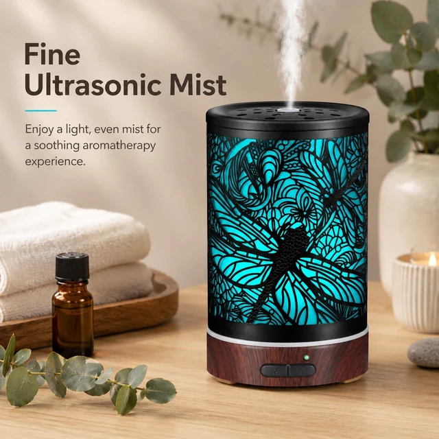 Alt view image 5 of 7 - Essential Oils Diffuser,Aromatherapy Diffuser,Birthday for Women Mom Grandma,Metal Cool Mist Humidifier with 7 Colors Lights Waterless Auto Off Air Diffusers (Dragonfly)