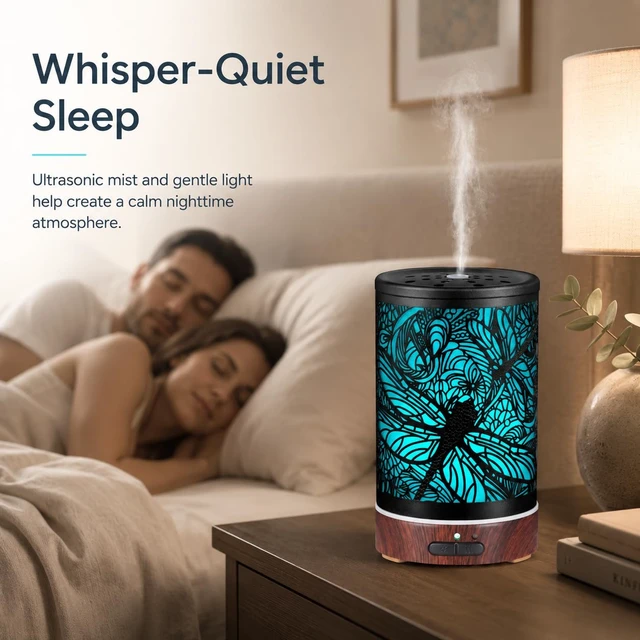 Alt view image 6 of 7 - Essential Oils Diffuser,Aromatherapy Diffuser,Birthday for Women Mom Grandma,Metal Cool Mist Humidifier with 7 Colors Lights Waterless Auto Off Air Diffusers (Dragonfly)