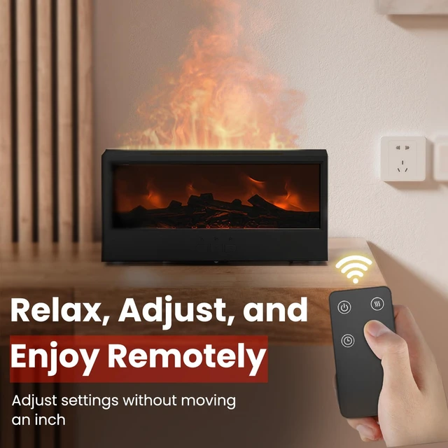 Alt view image 4 of 7 - Fireplace Flame Diffuser Air Humidifier, Essential Oil Diffuser with 7 Colors Light & Timer, Auto-Off Ultrasonic Cool Mist Aroma Humidifier for Home, Bedroom, Office, Yoga(Black)