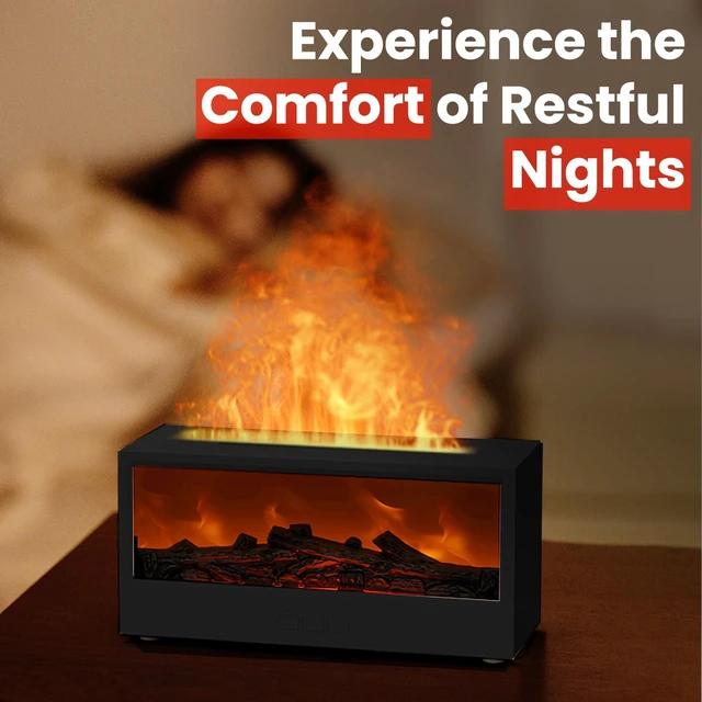 Alt view image 6 of 7 - Fireplace Flame Diffuser Air Humidifier, Essential Oil Diffuser with 7 Colors Light & Timer, Auto-Off Ultrasonic Cool Mist Aroma Humidifier for Home, Bedroom, Office, Yoga(Black)