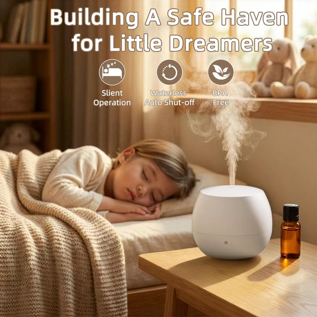 Alt view image 2 of 7 - Essential Oil Diffuser,Cool Mist Humidifier with 2 Modes, Auto-Off Function | Small Ultrasonic Aromatherapy Diffuser, Fragrance Aroma Diffuser for Bedroom, Home Essentials, Scent Diffuser 100ml, White