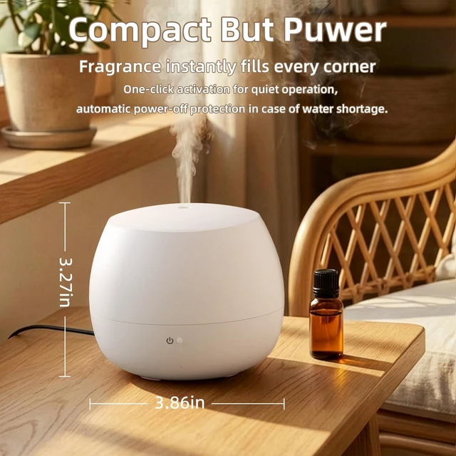 Alt view image 5 of 7 - Essential Oil Diffuser,Cool Mist Humidifier with 2 Modes, Auto-Off Function | Small Ultrasonic Aromatherapy Diffuser, Fragrance Aroma Diffuser for Bedroom, Home Essentials, Scent Diffuser 100ml, White