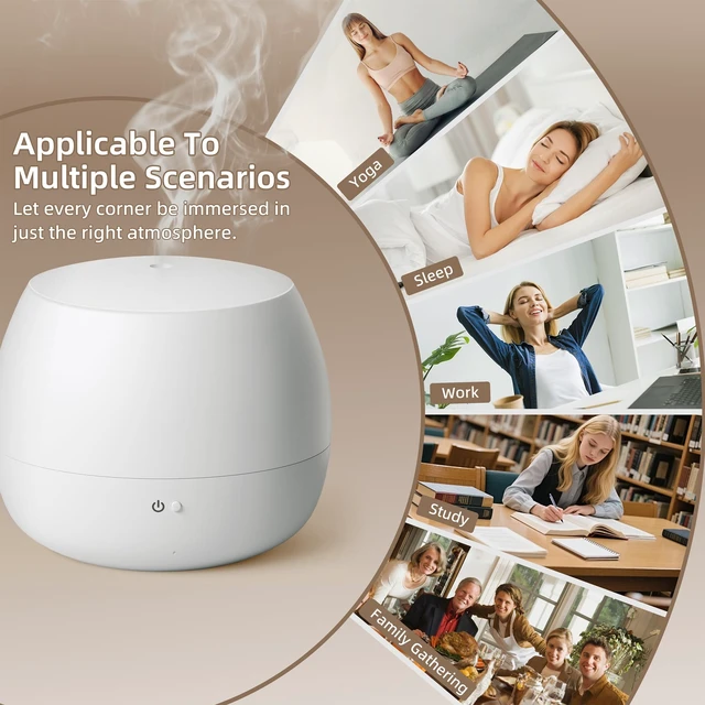 Alt view image 6 of 7 - Essential Oil Diffuser,Cool Mist Humidifier with 2 Modes, Auto-Off Function | Small Ultrasonic Aromatherapy Diffuser, Fragrance Aroma Diffuser for Bedroom, Home Essentials, Scent Diffuser 100ml, White