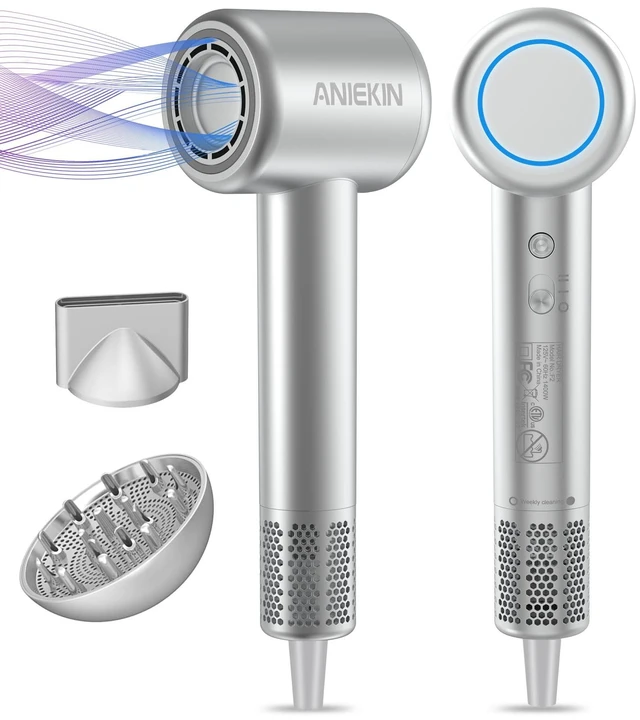 Main image of Hair Dryer, High-Speed Ionic Low Noise Blow Dryer with Brushless Motor for Fast Drying, Thermo-Control Quiet Compact Hair Blow Dryer with Magnetic Diffuser for Curly Hair for Home Travel Salon
