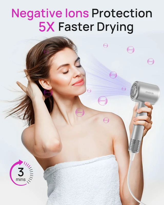Alt view image 2 of 7 - Hair Dryer, High-Speed Ionic Low Noise Blow Dryer with Brushless Motor for Fast Drying, Thermo-Control Quiet Compact Hair Blow Dryer with Magnetic Diffuser for Curly Hair for Home Travel Salon