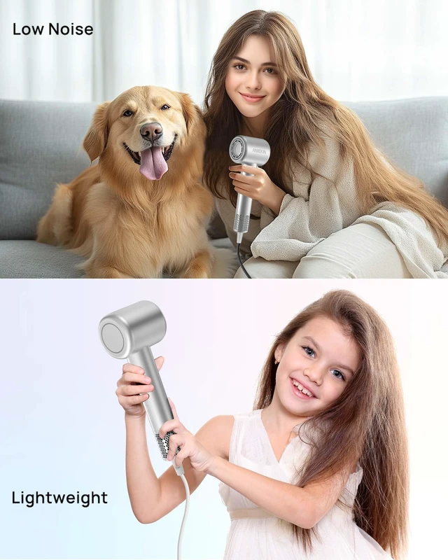 Alt view image 7 of 7 - Hair Dryer, High-Speed Ionic Low Noise Blow Dryer with Brushless Motor for Fast Drying, Thermo-Control Quiet Compact Hair Blow Dryer with Magnetic Diffuser for Curly Hair for Home Travel Salon