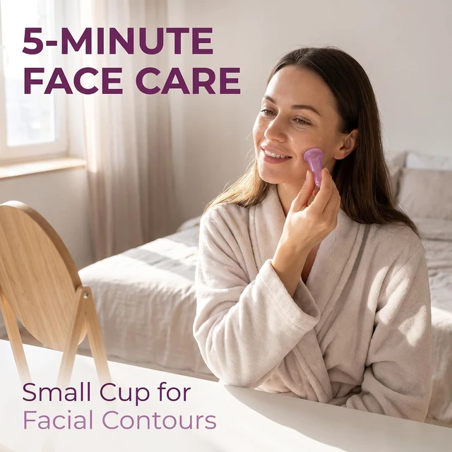 Alt view image 4 of 6 - 4Pcs Mini Massage Cupping Set Silicone Facial Cups Face Massager Helper Skin Care Neck Back Eyes Massaging Cup Safe to Use, Don't Worry About Burns (Pink)