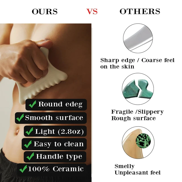 Alt view image 3 of 7 - ROSE DE JARDIN Ceramic Gua Sha, Face&Body Guasha, Korean Gausha, Face Lift, Muscle Relief Massage Board, Skin Care Gift for Men Women