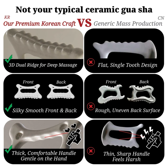 Alt view image 4 of 7 - ROSE DE JARDIN Ceramic Gua Sha, Face&Body Guasha, Korean Gausha, Face Lift, Muscle Relief Massage Board, Skin Care Gift for Men Women