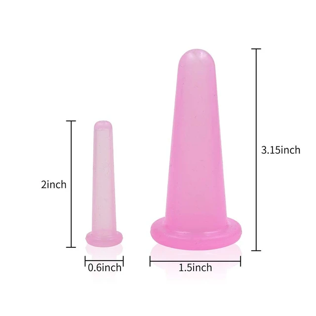 Alt view image 2 of 6 - 4 Pcs Facial Cupping Set, Natural Silicone Massage Cup for Body, Face, Neck, Back, Eye Massage, Vacuum Tank, Perfect for Body, Anti-Aging Beauty Tool (2 Small & 2 Large, Pink)