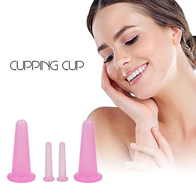 Alt view image 5 of 6 - 4 Pcs Facial Cupping Set, Natural Silicone Massage Cup for Body, Face, Neck, Back, Eye Massage, Vacuum Tank, Perfect for Body, Anti-Aging Beauty Tool (2 Small & 2 Large, Pink)