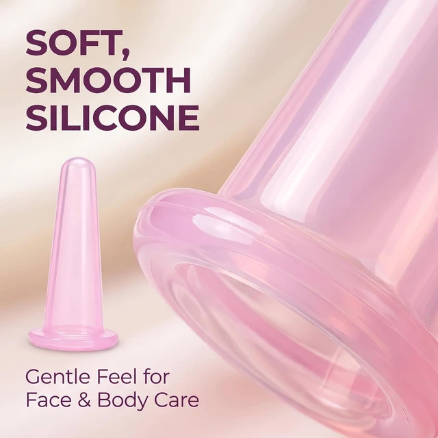 Alt view image 4 of 4 - 4Pcs Pink Facial Cupping Therapy Set Anti Cellulite Silicone Vacuum Cupping Cups for Face and Eye Cupping Massage, Massage Tools and Equipment