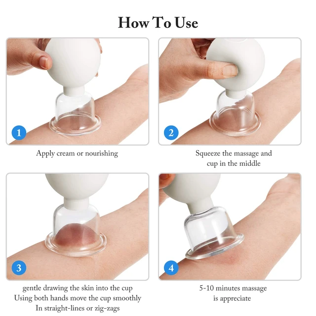 Alt view image 4 of 6 - 4 Pcs Glass Facial Cupping Set Vacuum Massage Cups,White | Silicone Suction, Glass Facial Cupping Set, for Skin Tightening Face Body Eyes Back Pain Relief Anti-aging Cupping Treatment