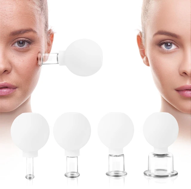 Main image of Facial Cupping Set, 4 PCS Silicone Vacuum Suction Face Massage Cups, Skin Tightening Kit for Eyes, Face and Body (White)