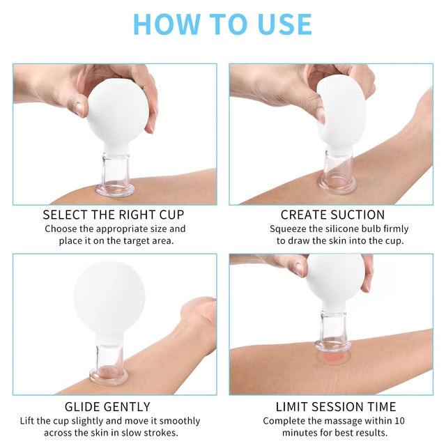 Alt view image 5 of 7 - Facial Cupping Set, 4 PCS Silicone Vacuum Suction Face Massage Cups, Skin Tightening Kit for Eyes, Face and Body (White)