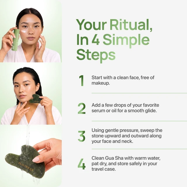 Alt view image 5 of 7 - Jade Gua Sha Facial Tools Lymphatic Drainage Face Massager | Guasha Tool for Face Sculpting & Jawline Shaper Skincare Gift Reduces Puffiness & Relieves Tension