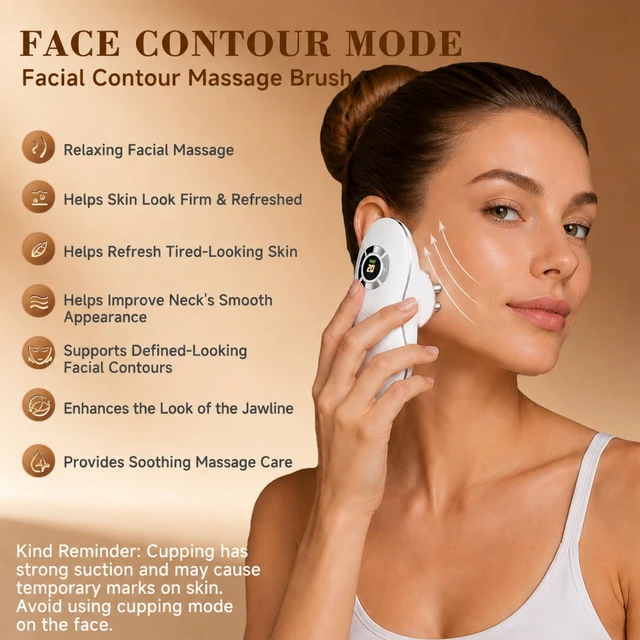 Alt view image 3 of 7 - 4-in-1 Face & Body Massager, 9-Level Suction,Cupping,Heat & Red Light Mode | Face Brush for Jawline & Neck ,Body Sculpting Machine, Lymphatic Drainage Massager with Suction for Arms, Legs, Stomach