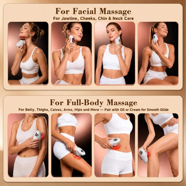 Alt view image 6 of 7 - 4-in-1 Face & Body Massager, 9-Level Suction,Cupping,Heat & Red Light Mode | Face Brush for Jawline & Neck ,Body Sculpting Machine, Lymphatic Drainage Massager with Suction for Arms, Legs, Stomach