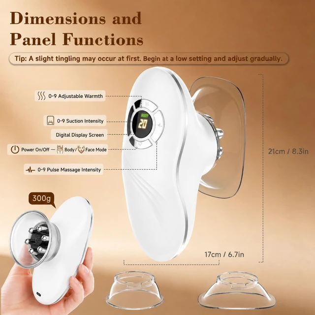 Alt view image 7 of 7 - 4-in-1 Face & Body Massager, 9-Level Suction,Cupping,Heat & Red Light Mode | Face Brush for Jawline & Neck ,Body Sculpting Machine, Lymphatic Drainage Massager with Suction for Arms, Legs, Stomach