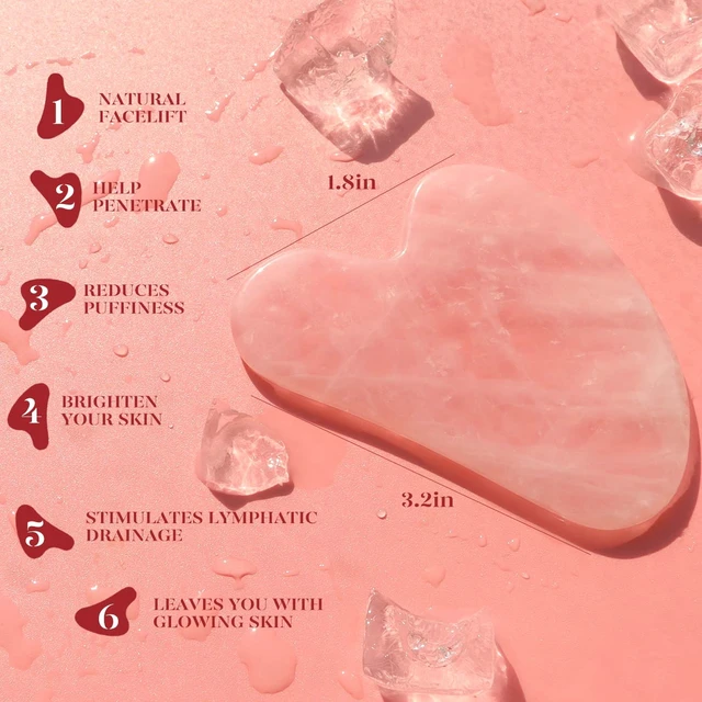 Alt view image 3 of 7 - IcyMe Natural Rose Quartz Gua Sha Facial Sculpt Massage Tool-Pink | Guasha Tool for Face with Smooth Cool Texture & Ergonomic Design Sculpt, Lift & Relieve Tension, Ideal Spa Gifts for Women