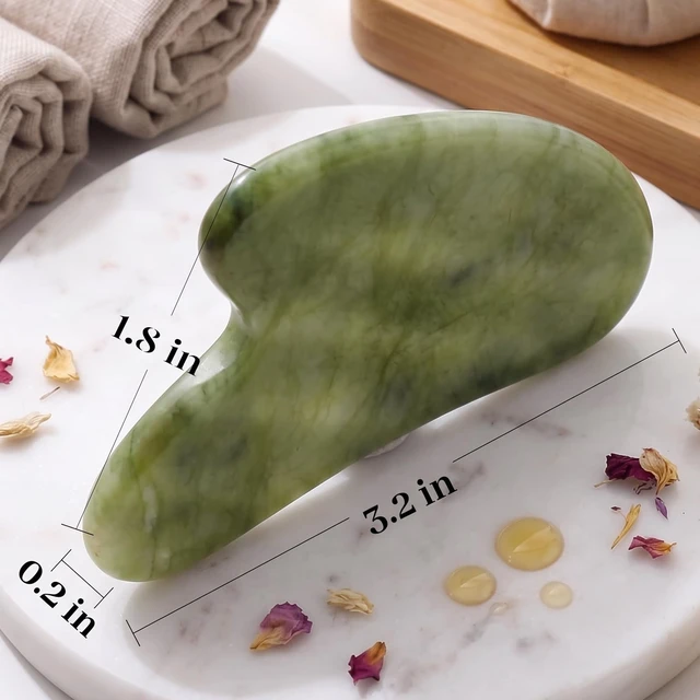Alt view image 5 of 7 - IcyMe Natural Jade Gua Sha Facial Tool-Green | Sculpt, Lift & Relieve Tension,Guasha Tool for Face with Smooth Cool Texture & Ergonomic Design , Self Care Gifts for Women