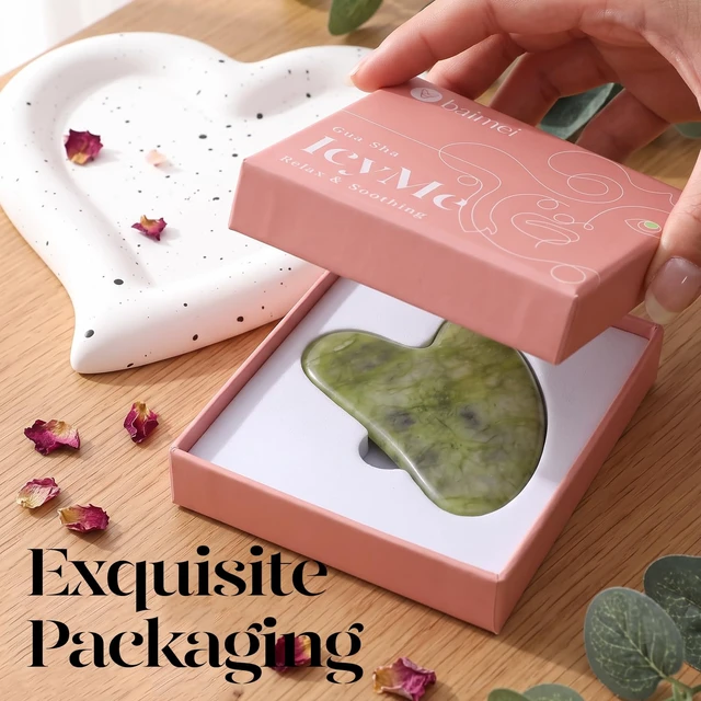 Alt view image 6 of 7 - IcyMe Natural Jade Gua Sha Facial Tool-Green | Sculpt, Lift & Relieve Tension,Guasha Tool for Face with Smooth Cool Texture & Ergonomic Design , Self Care Gifts for Women