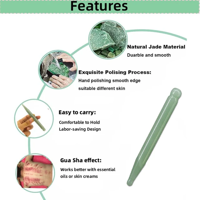 Alt view image 3 of 6 - Jade Acupuncture Pen Deep Tissue Gua Sha Massage Tools Natural Facial Tool Manual Acupuncture Massage Pen for Full Body
