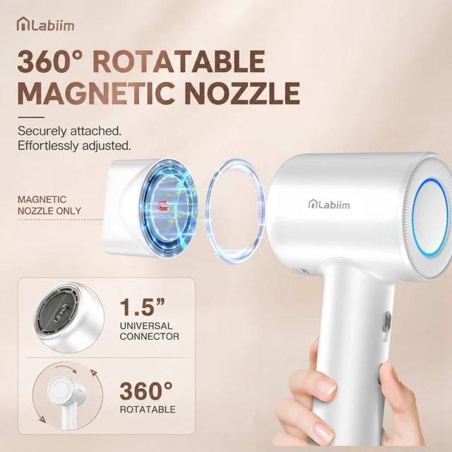 Alt view image 7 of 7 - Hair Dryer, Ionic High-Speed Lightweight Blow Dryer, Silver White | 110,000RPM Brushless Motor Fast Drying, 200M Negative Ions, Compact Low Noise Thermo-Control for Women & Men Home