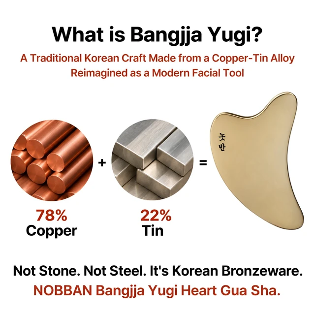 Alt view image 3 of 7 - Heart Gua Sha Facial Tool, Bangjja Yugi Korean Bronze (78:22 Alloy), Self-Sanitizing Metal Massager for Jawline Sculpting, V-Line Lifting & Face Massage